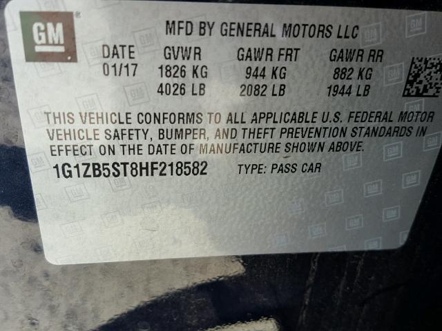 1G1ZB5ST8HF218582 - 2017 CHEVROLET MALIBU LS ლურჯი ფოტო 10