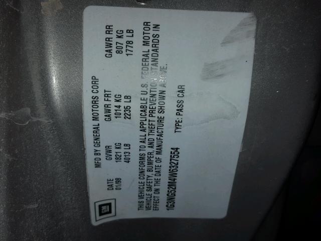 1G3NG52M4W6327554 - 1998 OLDSMOBILE CUTLASS GL 金色 照片 10