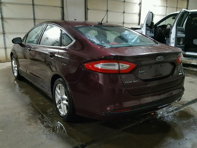 3FA6P0HR2DR261909 - 2013 FORD FUSION SE MAROON photo 3