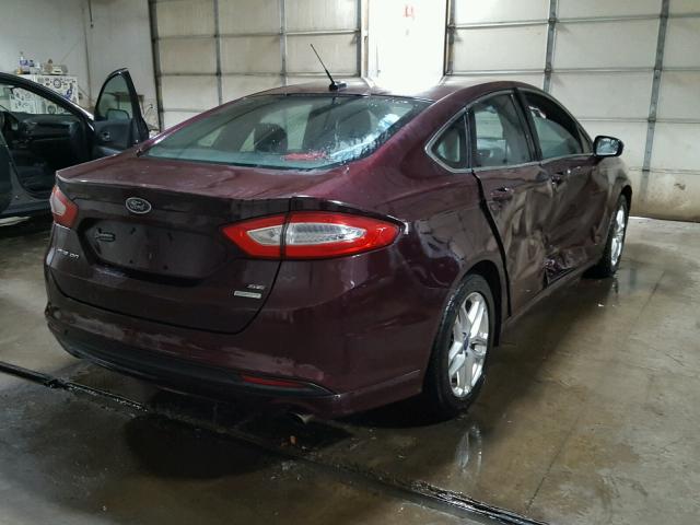 3FA6P0HR2DR261909 - 2013 FORD FUSION SE MAROON photo 4