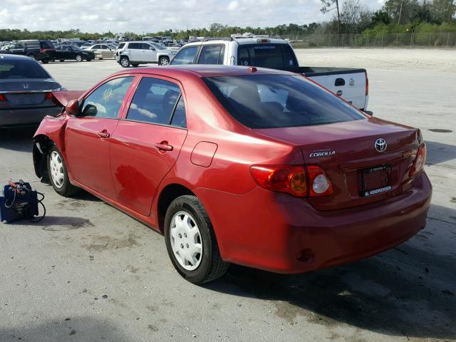 2T1BU40E09C187274 - 2009 TOYOTA COROLLA BA RED photo 3