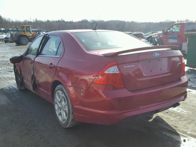 3FAHP0HA1AR392375 - 2010 FORD FUSION SE RED photo 3