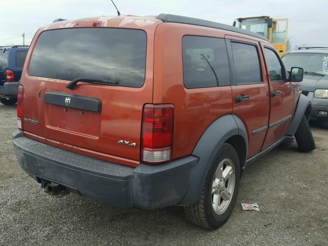 1D8GU28K27W598895 - 2007 DODGE NITRO SXT ORANGE photo 4