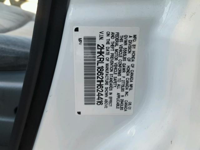 2HKRL18621H624416 - 2001 HONDA ODYSSEY EX WHITE photo 10