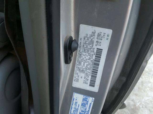 5TDZA23C64S090859 - 2004 TOYOTA SIENNA CE SILVER photo 10