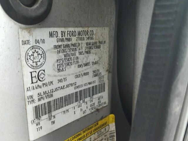 5LMJJ2J57AEJ07812 - 2010 LINCOLN NAVIGATOR 银色 照片 10