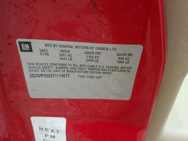 2G2WP552971114577 - 2007 PONTIAC GRAND PRIX Qırmızı foto 10