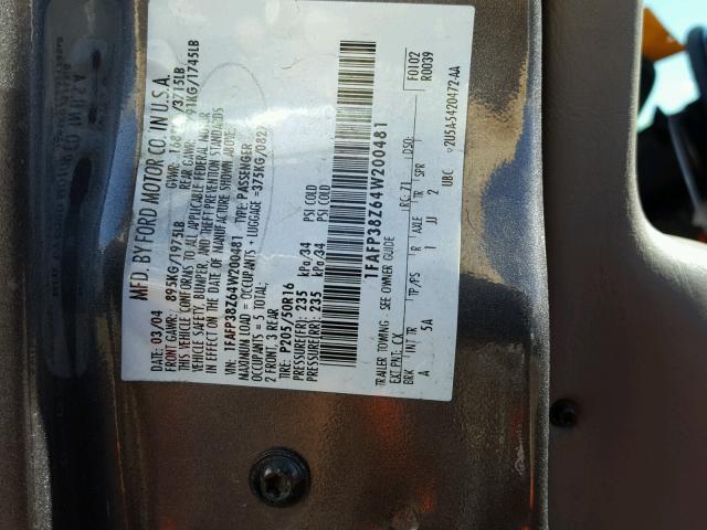 1FAFP38Z64W200481 - 2004 FORD FOCUS ZTS GRAY photo 10