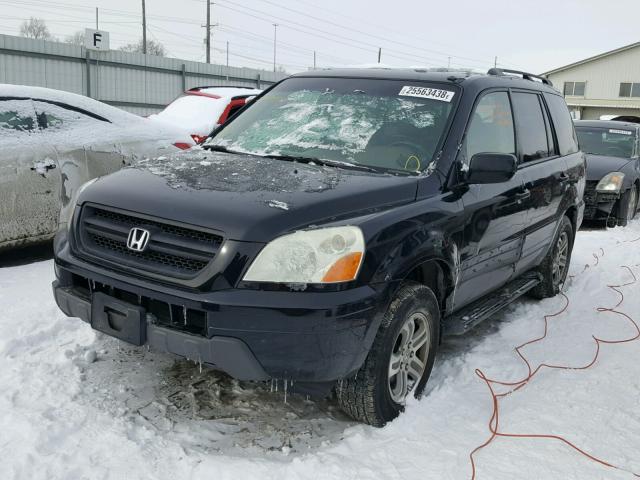 2HKYF18504H501650 - 2004 HONDA PILOT EXL BLACK photo 2