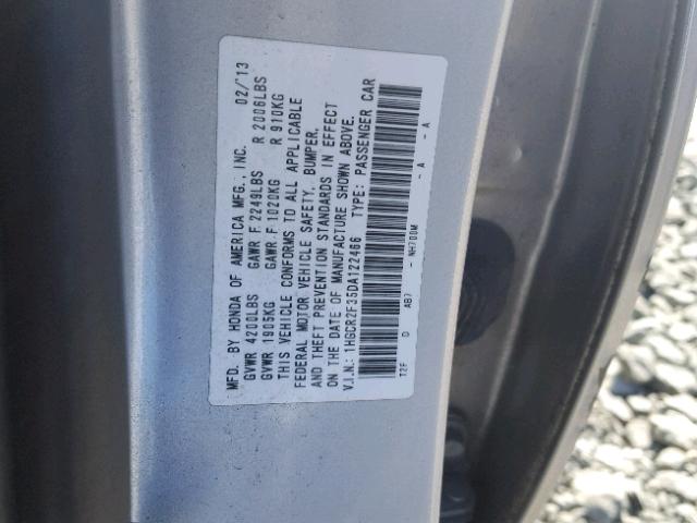 1HGCR2F35DA122466 - 2013 HONDA ACCORD LX SILVER photo 10