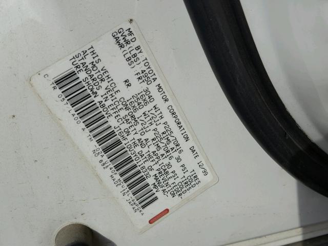 JT6HF10U3Y0118332 - 2000 LEXUS RX 300 WHITE photo 10