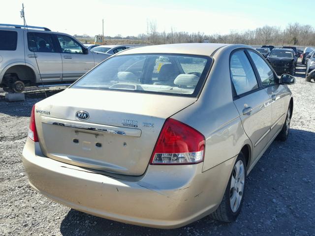 KNAFE221695652907 - 2009 KIA SPECTRA EX TAN photo 4