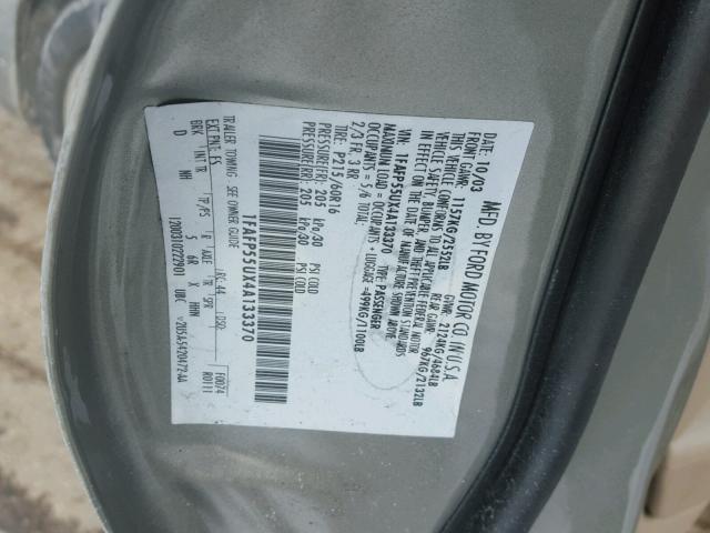 1FAFP55UX4A133370 - 2004 FORD TAURUS SES GRAY photo 10