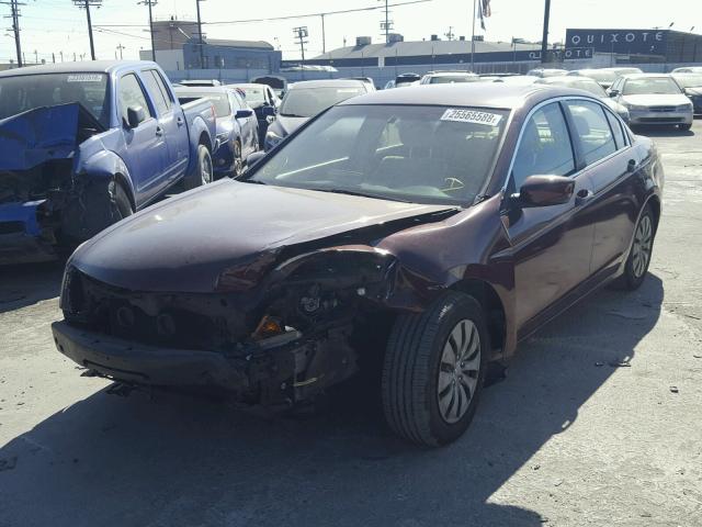 JHMCP26308C039640 - 2008 HONDA ACCORD LX MAROON photo 2