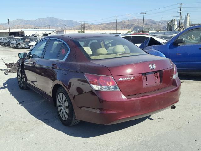 JHMCP26308C039640 - 2008 HONDA ACCORD LX MAROON photo 3