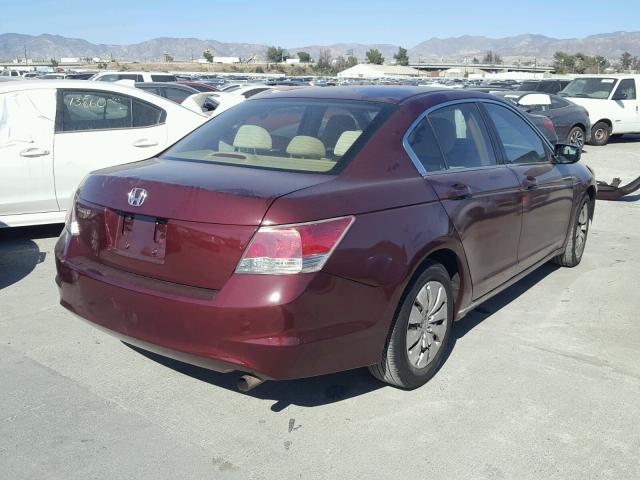 JHMCP26308C039640 - 2008 HONDA ACCORD LX MAROON photo 4