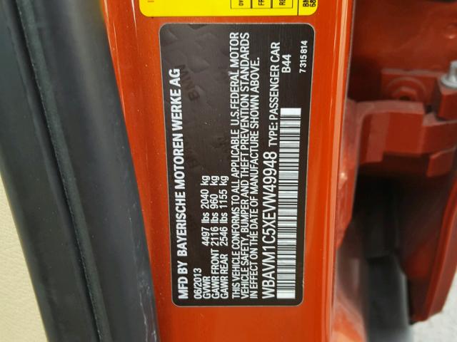 WBAVM1C5XEVW49948 - 2014 BMW X1 SDRIVE2 橙色 照片 10