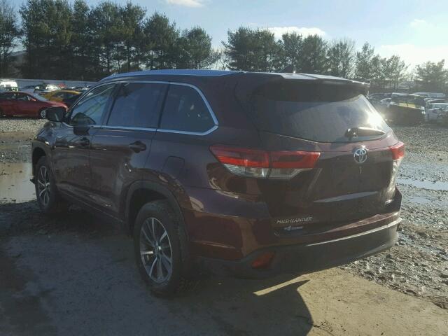 5TDJZRFH3HS397045 - 2017 TOYOTA HIGHLANDER MAROON photo 3