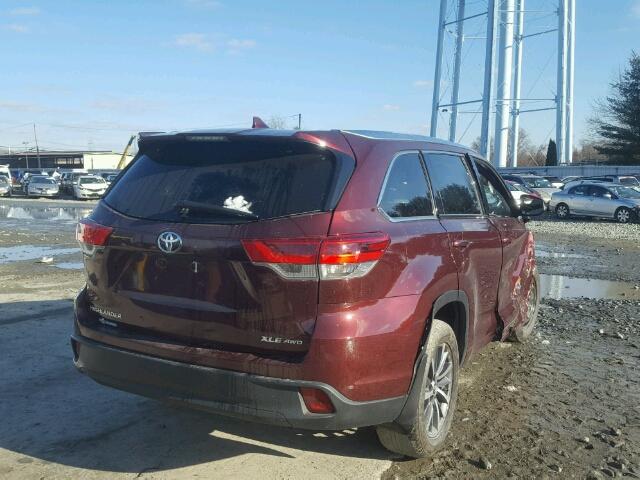 5TDJZRFH3HS397045 - 2017 TOYOTA HIGHLANDER MAROON photo 4