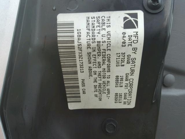 1G8AJ52FX3Z173213 - 2003 SATURN ION LEVEL 银色 照片 10