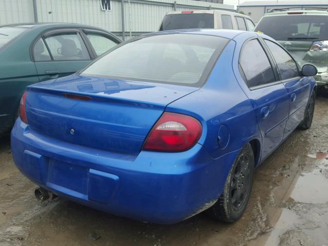 1B3ES56C35D238859 - 2005 DODGE NEON SXT BLUE photo 4