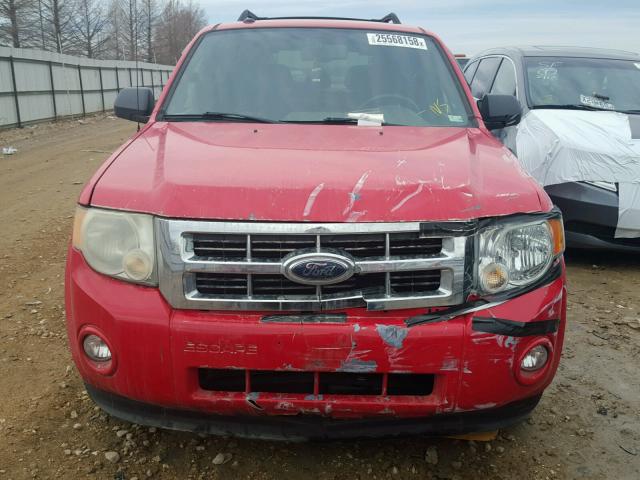 1FMCU03G09KB11252 - 2009 FORD ESCAPE XLT RED photo 9