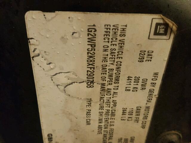 1G2WP52K8XF290758 - 1999 PONTIAC GRAND PRIX 绿色 照片 10