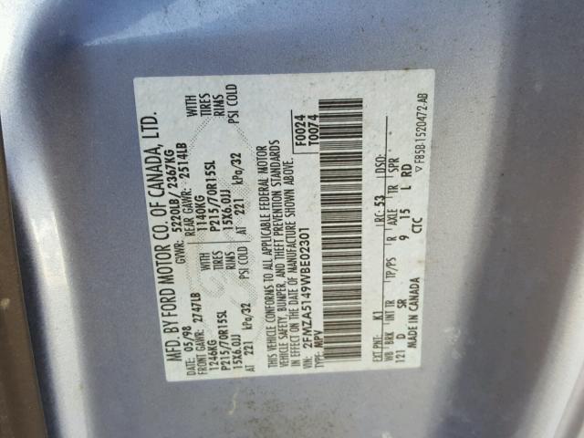 2FMZA5149WBE02301 - 1998 FORD WINDSTAR W BLUE photo 10