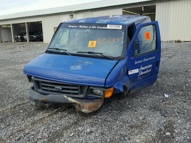 1FTNE24W64HA63340 - 2004 FORD ECONOLINE BLUE photo 2