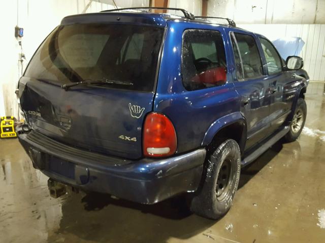 1B4HS28N7YF297881 - 2000 DODGE DURANGO BLUE photo 4