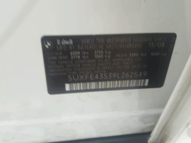 5UXFE43539L262549 - 2009 BMW X5 XDRIVE3 Սպիտակ լուսանկար 10