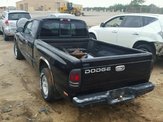 1B7GL22XXYS719736 - 2000 DODGE DAKOTA BLACK photo 3