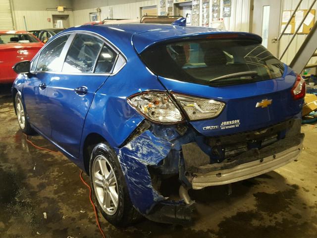 3G1BE6SM9HS578785 - 2017 CHEVROLET CRUZE LT BLUE photo 3