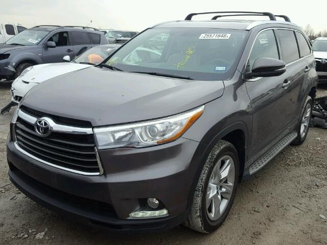 5TDYKRFH3GS136032 - 2016 TOYOTA HIGHLANDER GRAY photo 2