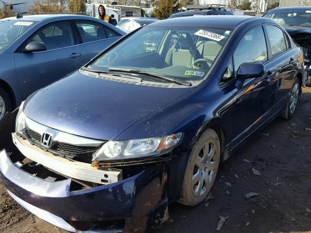 19XFA16569E007653 - 2009 HONDA CIVIC LX BLUE photo 2