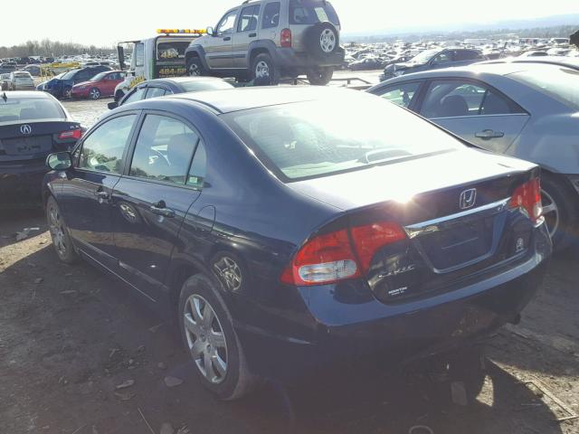 19XFA16569E007653 - 2009 HONDA CIVIC LX BLUE photo 3