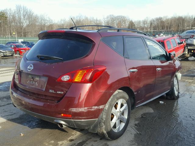 JN8AZ18WX9W116958 - 2009 NISSAN MURANO S MAROON photo 4