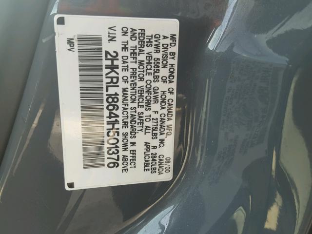 2HKRL18641H501376 - 2001 HONDA ODYSSEY EX GRAY photo 10