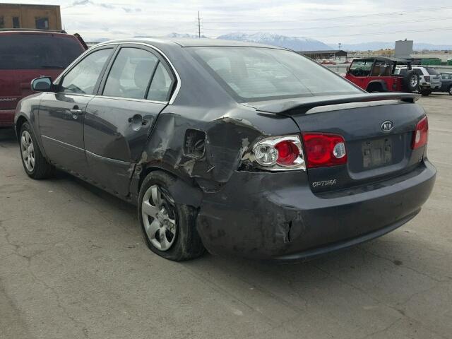 KNAGE123385272020 - 2008 KIA OPTIMA GRAY photo 3