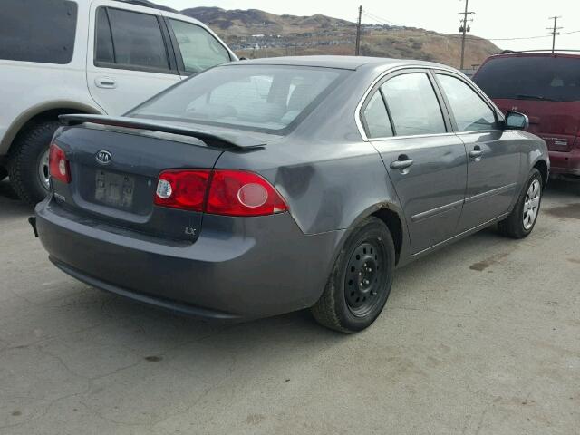 KNAGE123385272020 - 2008 KIA OPTIMA GRAY photo 4