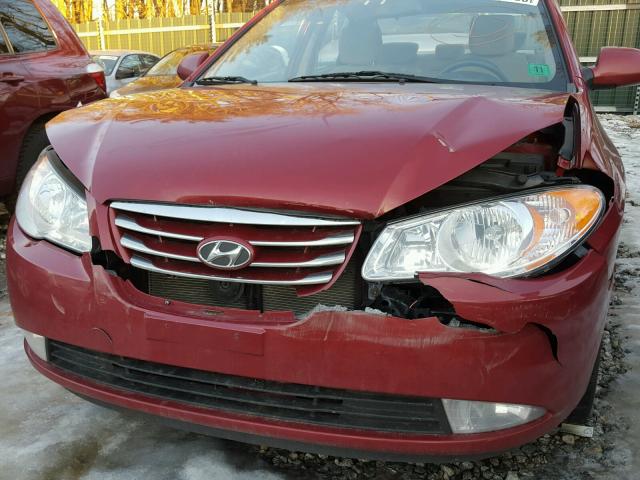 KMHDU4AD8AU194863 - 2010 HYUNDAI ELANTRA BL RED photo 9