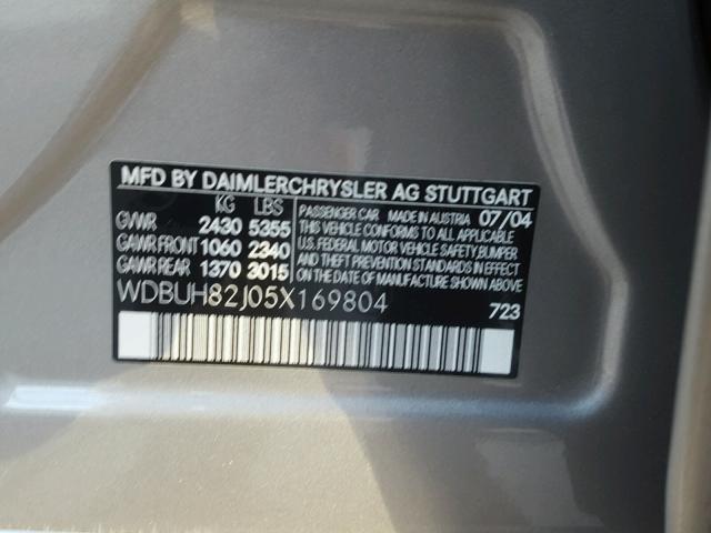 WDBUH82J05X169804 - 2005 MERCEDES-BENZ E 320 4MAT SILVER photo 10