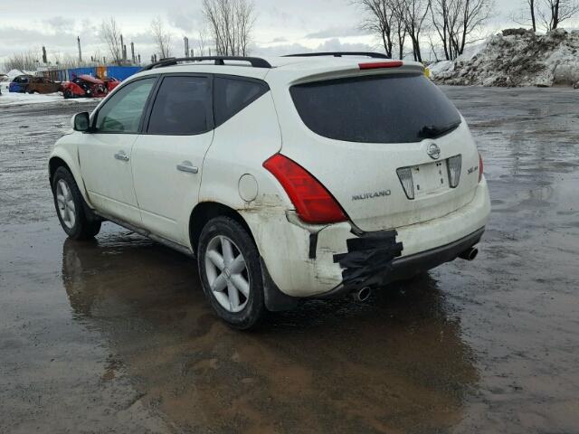 JN8AZ08W24W306577 - 2004 NISSAN MURANO SL WHITE photo 3