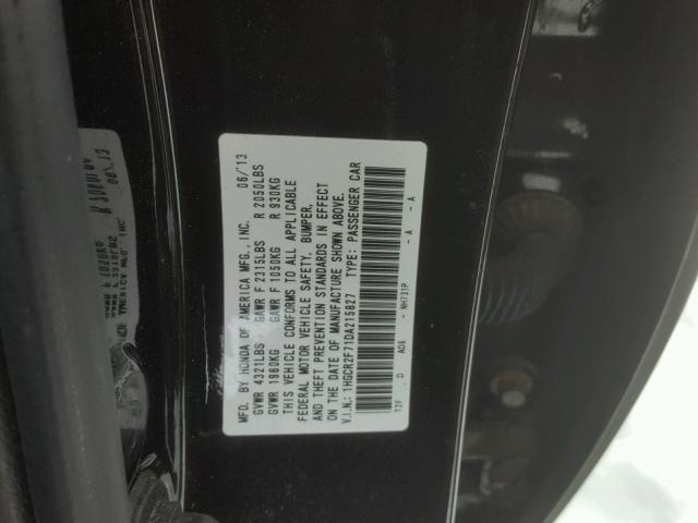 1HGCR2F71DA215827 - 2013 HONDA ACCORD EX BLACK photo 10