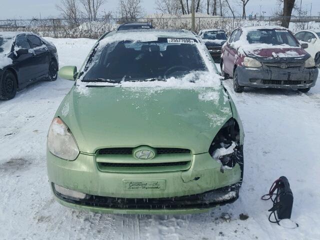 KMHCN35C39U111288 - 2009 HYUNDAI ACCENT SE GREEN photo 9