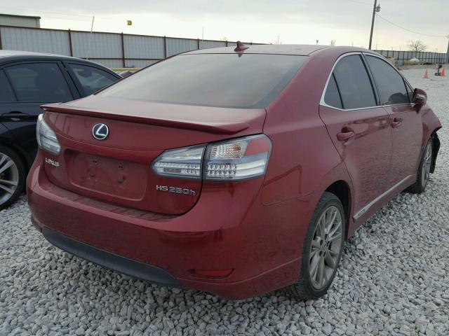 JTHBB1BA6A2037590 - 2010 LEXUS HS 250H RED photo 4