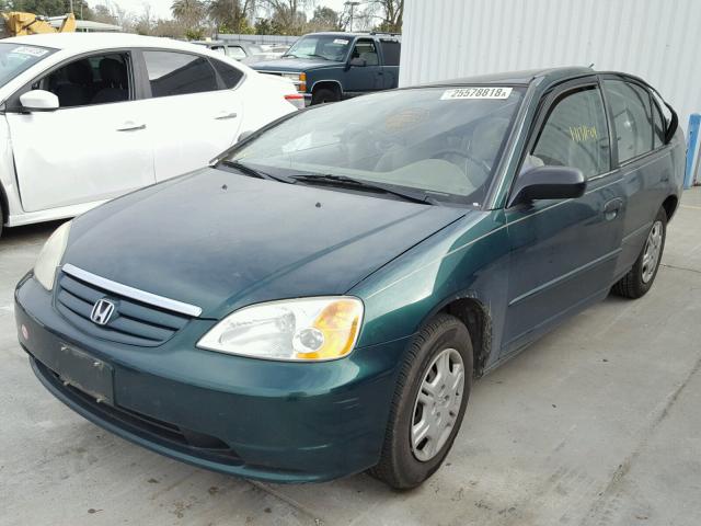 2HGES16521H574543 - 2001 HONDA CIVIC LX GREEN photo 2