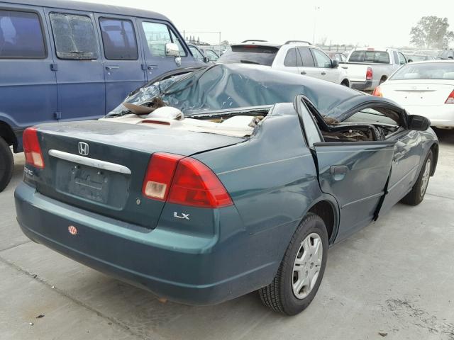 2HGES16521H574543 - 2001 HONDA CIVIC LX GREEN photo 4