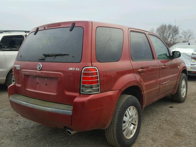 4M2CU57116KJ03741 - 2006 MERCURY MARINER RED photo 4