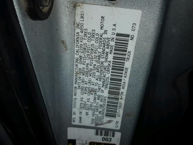 5TETX22N38Z581065 - 2008 TOYOTA TACOMA ACC SILVER photo 10